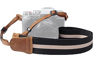 PADWA LIFESTYLE Cinturino per fotocamera a righe nere – doppio strato in pelle bovina di alta qualità, larghezza 1.5 cm, regolabile universale per tutte le fotocamere DSLR, ottimo regalo per fotografi