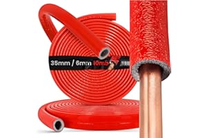 INSTALGURU Guaina di Isolamento per Tubi Polietilene 35/6 mm Lunghezza 10m Rosso Schiuma Isolante per Tubo Installazione PEX Linee di Acqua Aalda e Fredda Flessibile Elastomerico