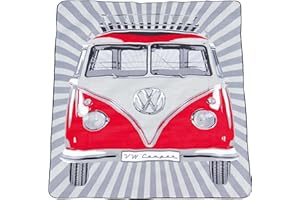 BRISA VW Collection - Couverture de Pique-Nique, Couverture de Jour, jeté Douillet Volkswagen au Design du Combi T1 (Samba Stripes/Rouge/200x150cm)