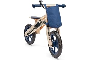 wuuhoo® I Speedy bici da corsa in legno per ragazze e ragazzi da 3 anni, in legno massiccio beige con borsa di trasporto ergonomica a 12 pollici. Bici da corsa per bambini regolabile in altezza