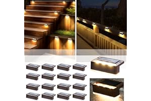 Solpex Luci solari per recinzioni, 6 LED, impermeabili, ad energia solare, per terrazza, scale, portico anteriore, balcone, passerella, giardino, cortile, patio, piscina, impermeabile, IP65