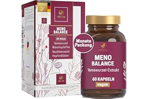 ‎VITACTIV NATURAL NUTRITION VITACTIV MenoBalance - Wechseljahre Pflanzlich - Nachtkerzenöl, Yamswurzel, Hopfen, Mönchspfeffer plus B Vitamine - Gegen Symptome - Hormonfrei & Vegan - 60 Menopause Kapseln