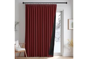 ‎DECONOVO Deconovo Thermovorhang Kälteschutz, Gardinen mit Kräuselband gegen Kälte, Wärmeisolierend Vorhang Verdunkelung Wohnzimmer, 220 x 200(HöhexBreite), Dunkelrot, 1 Stück