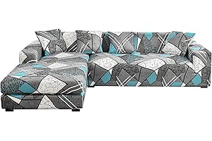 ShowyLive - Lot de 2 Housses de canapé en Forme de L - pour canapé 3 Places + 3 Places - avec 2 Housses de Coussin