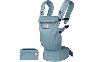 Ergobaby Omni Dream Babytrage für Neugeborene ab Geburt bis 20kg, 4 Positionen SoftTouch Cotton Ergonomische Babybauchtrage Rückentrage Baby-Tragetasche, Slate Blue