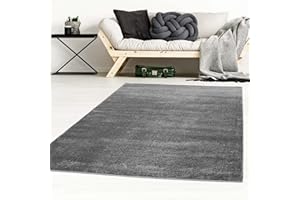 Taracarpet Kurzflor-Designer Uni Teppich extra weich fürs Wohnzimmer, Schlafzimmer, Esszimmer oder Kinderzimmer Gala dunkel-grau 060x090 cm