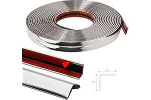 JSIWOTH 6.1 M Peel and Stick Molding Trim, Self Adhesive Inside & Outside Corner Guard & Edge Protector, Baseboard Wall Trim Molding for Wall, Corner, Window, Table, Silver