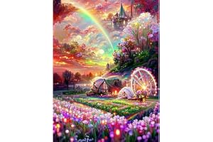 WENFDRTR Rainbow Paint by Numbers Kit for Adults-Landscape Painting by Number Kits On Canvas,Scenery Craft Art Painting Kit Acrylic Pigment Drawing Paintwork for Gift Home Wall Decor(12x16inch,Frameless)