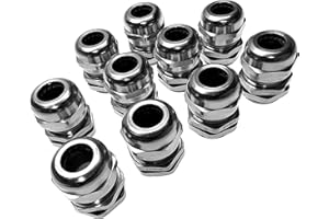 ALKAN 10 presse-étoupe M18 x 1,5 (métrique) avec contre-écrou nickelé en laiton pour un diamètre de câble de 5 à 10 mm et un diamètre de montage de 18 à 18,2 mm IP68