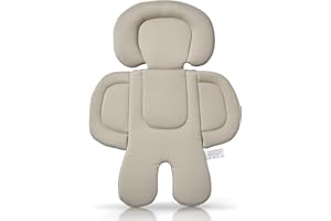 Innokids Säuglings Autositz Einsatz, Neugeborener Kopf-Stützkissen und Körper-Stützkissen für Babys Anzug für Baby-Autositze und Kinderwagen (Beige und Grau)