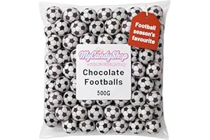 MYCANDYSHOP Black/White Chocolate Footballs 500g – Football Coach Gifts, Party Bag Filler, Fathers Day Chocolate, Father's Day Gifts For Daddy, UK Bulk Sweets