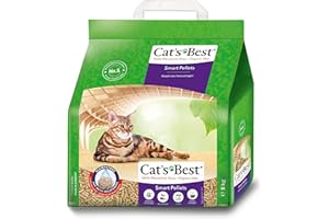 Cat's Best Smart Pellets, 100 % pflanzliche Katzenstreu, innovative Klumpstreu für Katzen aus antihaftenden Aktiv-Holzfasern – stoppt das Heraustragen, 5 kg/ 10 l