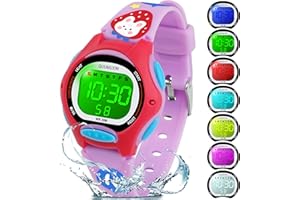 GUUMUXIN Orologio Digitale per Bambino e Bambina, Orologio Sportivo per Bambini, Con Indicatore Luminoso a 7 Colori, Impermeabile 3 ATM, Cinturino da Polso per Ragazze e Ragazzi 5-15 Anni