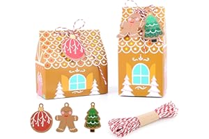 UFLF 24 Pz Scatole di Caramelle di Natale Scatole Regalo di Natale di Kraft Casa di Marzapane per Biscotti Dolci Cioccolata Natale