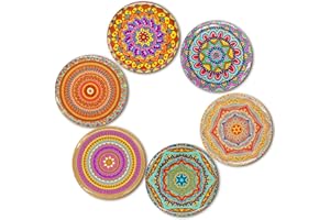 BOHORIA® Premium Design Posavasos (Set de 6) - Posavasos Decorativos para Vidrio, Copas, floreros, Velas en su Mesa de Comedor en Madera, Vidrio o Piedra (Ronda | 9cm) (Edición) (Woodstock)