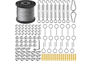 Xyxu Garden Wire for Climbing Plants, 60m 2mm PVC Coated Stainless Steel Heavy Duty Metal Cable Catenary Fence Wire Rope Trellis Kit with M5 Turnbuckles Wires Tensioner, Vine Eyes for Climbing Plants