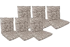 IL GRUPPONE PASSIONE CASA Set Cuscini Sedia Con Schienale Imbottiti Con Laccetti Banda Elastica Per Fissaggio Prodotto Italiano Sedie Poltrone Sdraio Reclinabili Cucina Giardino 40 x 80 Cm - InlayMarrone - 6 Pezzi