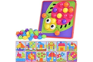 Ulikey Gioco Bottoni per Bambini, Mosaico Bambini Giochi, Apprendimento Mosaico Unghie Giocattolo per Ragazze Toddlers Regali di Festa di Natale di 3 4 5 Anni