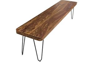 ‎FINEBUY MÖBEL ZUM WOHLFÜHLEN FineBuy Massive Sitzbank 180 x 40 cm Harlem Sheesham Holz Bank für Esstisch Massiv, Küchenbank Massivholz, Essbank ohne Lehne für Esszimmer