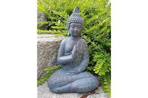 K&L Wall Art Statue de Bouddha Feng Shui Figure de Bouddha Décoration Jardin Boudda Pierre Artificielle 33cm Imitation Bronce