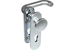 SN-TEC Stahltür FH Tür Knauf - Beschlag für Feuerschutztüren, mit einseitigen Knauf, abgerundetes Schild, Aluminium F1 nach DIN 18273 FS