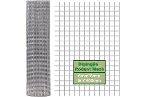 BIGINGJIA Rodent Mesh Roll 400mm x 6m,Galvanised Wire Mesh- Keep Rats Out & Protect Your Home, Chickens, Dogs, Rabbits, Vegetables & More,Rat Proof Mesh Sheet -Durable & Easy to Install - Maintenance-Free