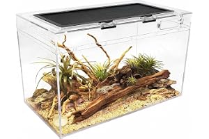 360° vy reptil terrarium-kit, reptilbehållare, 50 x 25 x 27 cm hoppande spindelhölje startkit, leopard gecko-livsmiljöbehålla