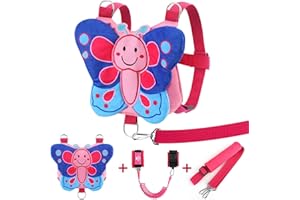 Lehoo Castle Toddler Reins Girls, 4 in 1 Baby Reins Walking Harness Butterfly Wings, Reins for Toddlers Girls with Anti Lost Wrist Link, Toddler Safety Harness for Walking 18 Months+