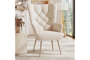 ‎AIVERMEIL Aivermeil Sessel Wohnzimmer Einzelsofa Loungesessel modern Relaxsessel mit Hocker,Gold Metallfüßen, Samt, für Wohnzimmer Schlafzimmer, Bis 150 KG (Creme, ohne Hocker)