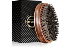 BFWood Boar Bristle Beard Brush - Black Wood Walnut Military Style