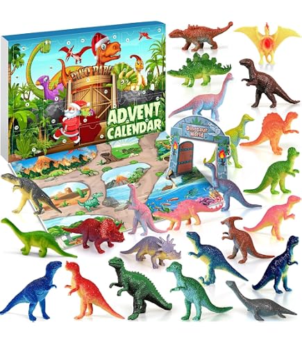 Schleich 98984 Calendrier de L'Avent Dinosaurs 2023, dès 5 Ans, Dinosaurs - Coffret, 24 Pièces - Calendrier de l'Avent