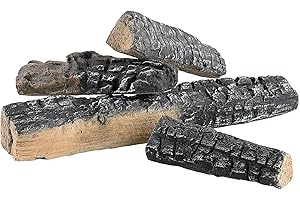 Carlo Milano Legno ceramico: Set di 4 ceppi Decorativi in Ceramica per stufe a bioetanolo (Decorazione Tronchi di Legno)