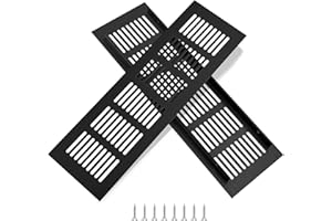 QIMEI-SHOP Rejillas de Ventilación de Rectangular Rejilla de Aire de Aluminio con Tornillo para la Ventilación de Armarios Dormitorios Cocinas 25 x 8 cm Negro 2 Piezas
