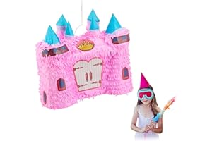 Relaxdays Pignatta Castello, Pentolaccia Fiabesca da Riempire, Compleanni & Eventi a Tema Principesco, Appendere, rosa