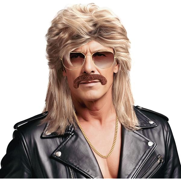 WIDMANN MILANO Redneck-Perücke Mit Schnurrbart – Dunkelblond, 80er Jahre Style Für Mottoparty & Karneval