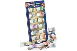 CONFISERIE HEIDEL Minis Chocolat Euro en Chocolat HEIDEL Conffiserie - Coffret présent original 36 g chocolat-au-lait - Pour cadeaux en argent - Chocolats a offrir a occasions spéciales - 5 à 200 en billets d'euros