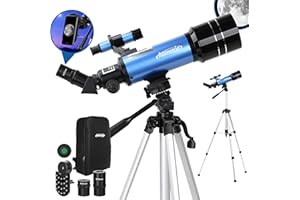 Aomekie Teleskop Astronomie 70/400 Fernrohr Teleskop mit Tasche für Kinder Erwachsener mit Aluminium Stativ Smartphone Adapter und Mondfilter 40070+