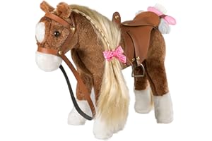 iBonny Stuffed Animal Horse Pretty Plush Toy Pretend Play Horse 11 inches Brown