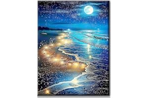 Yiminu.DS Diamond Painting Adultos, Diamantes Diamond Painting Kit para Decoración de La Pared Del Hogar, 1 Precio 30CM X 40CM, Cielo estrellado del mar azul