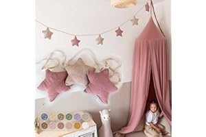 ‎LILIMAUS LILIMAUS Sternen Wimpelkette Stoff - Mit Goldapplikation in 12 Farben - 100% Baumwolle Handmade - Musselin Wimpelkette für Kinderzimmer - Hausbett Deko für Mädchen & Jungen - Babyzimmer Deko