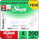 Sleepy Natural Double Soft Ultra Fırsat Paketi K&uuml;lot Bez 4 Numara Maxi 200 Adet