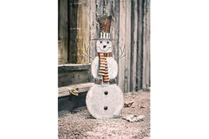 ‎DEKOLEIDENSCHAFT Dekoleidenschaft Deko-Figur Schneemann aus Metall, 75 cm hoch, Silber, Winterdeko, Gartendeko, Aussendeko, Gartendekofigur, Garten-Deko für Draußen