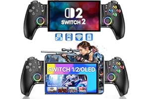 HASACOOL Switch Controller Handheld für Switch 2/Switch/Switch OLED Konsole, Wireless Großer Griff Controller Switch mit RGB Hall-Effekt Joysticks/Hall Trigger/800mAh Akku/Turbo/Dual Vibration/Programmierbare
