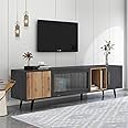 Jaxenor TV Stand Cabinet, 200cm Lowboard TV Unit for Living Room, TV Media Units with Storage 3 Doors, Modern Large Entertainment Unit TV Table for 90 inch TV (Grey)