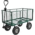 campMax Oversized Garden Carts Wagon, 650 Lbs Capacity Heavy Duty Pullable Gardening Cart Flatbed with Wheels and Removable Sides with Cart Liner, Green