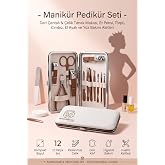 Transformacion 12 Par&ccedil;a Manik&uuml;r Pedik&uuml;r Seti - L&uuml;ks Deri &Ccedil;antalı Paslanmaz &Ccedil;elik Tırnak Makası, Et Pensi, T&ouml;rp&uuml;, Cımbız, El A