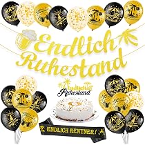 LaVenty Ruhestand-Deko-Set – Girlande, Ballons, Schärpe „Endlich Rentner“ – Perfekt Für Abschiedsfeier & Pensionierungsparty