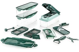 Genius Nicer Dicer Plus Zestaw Akcesoriów Kuchennych 18 Części, Tworzywo Sztuczne, Szmaragdowa Zieleń, 26 x 9 x 13 cm