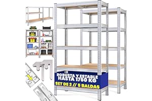 Monzana® Estanterias Almacenaje, Metalicas Galvanizadas, 180x90x40cm, Modular, 5 Estantes Baldas Ajustables, Carga 1750 kg, Hogar, Trastero, Garaje, Cocina