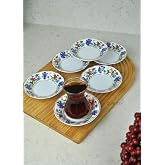 6'lı Porselen &Ccedil;ay Tabağı Lale Motifli Osmanlı Deseni